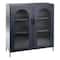 Solstice 3ft. Black Metal Cabinet with Arched Glass Doors